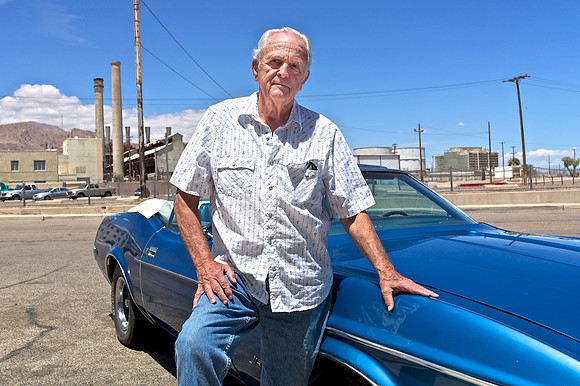 Joe Hudson with Blue Ford Mustang Convertible - Trona, CA - 2015