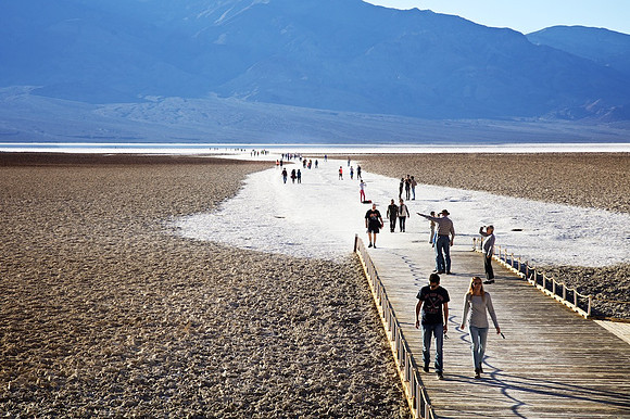 Tourists at Badwater Basin - Death Valley, CA - 2015