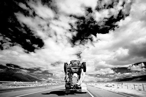 Cement Truck on Highway 395 South of Bishop, CA - 2016