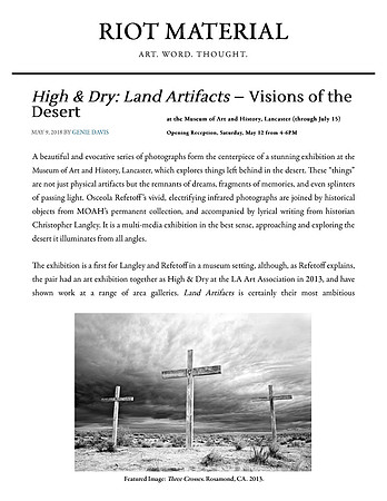 Riot Material - “High & Dry: Land Artifacts” - Visions of the Desert - May 2018