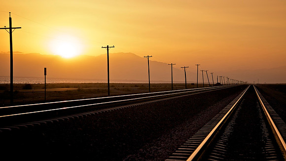 Sunset, Power Lines, Tracks - Salton Sea, CA - 2014