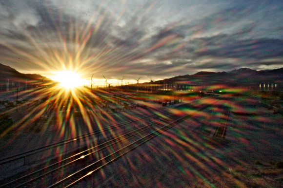 Sunset/Windmills/Railroad Tracks/Lens Flare - Palms Springs, CA - 2011