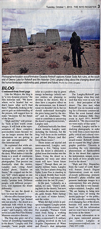 Inyo Register - Opening a Dialog About the Desert - Pt 2 - Oct 1, 2013