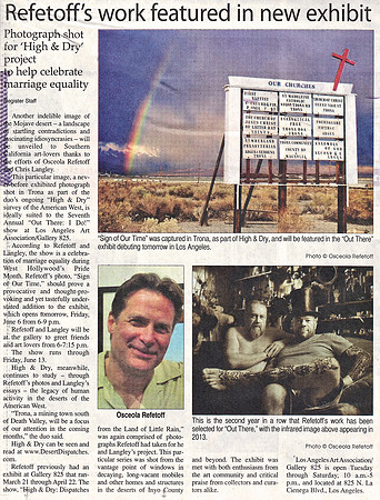 Inyo Register - Work Featured in New Exhibit - June 6, 2013